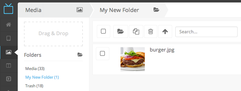 embed signage Digital Signage Software SaaS Online Cloud Based Content Management System - Support FAQs - Add Media To Folder  - In Folder View 
