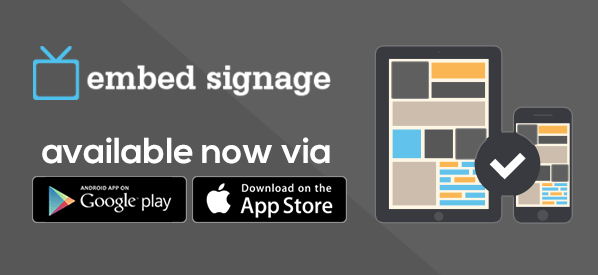 embed signage Digital Signage Software SaaS - Online Cloud Based Digital Signage Content Management - Download the iOS App and Android App on iTunes App Store and Google Play