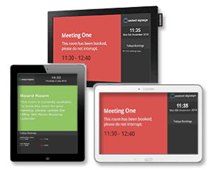 embed signage Digital Signage Software SaaS Online Cloud Based Content Management System - Room Booking System - Wide Range of Compatible Devices for Meeting Room Displays