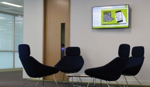 embed signage cloud based digtial signage software corporate Morgan Hunt reception chairs