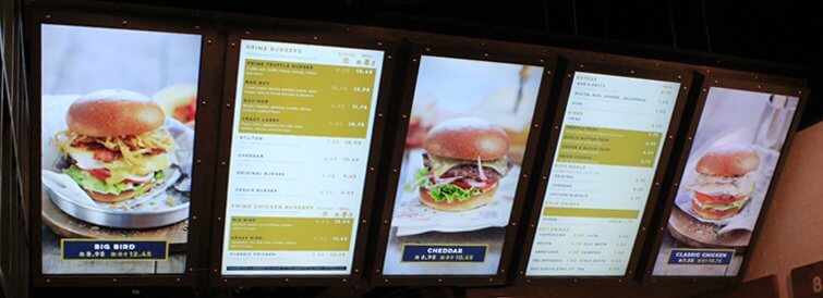 embed signage cloud based digital signage software Prime Burger Menu Board Example