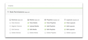 embed signage digital signage software user role permissions