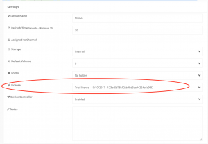 embed signage - digital signage software - license applied to device