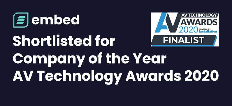 embed signage - digital signage software - shortlisted for company of the year - av technology awards 2020