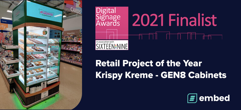 embed signage - digital signage software - Digital Signage Awards 2021 - Retail Project of the Year Finalist - Krispy Kreme GEN8 Cabinets