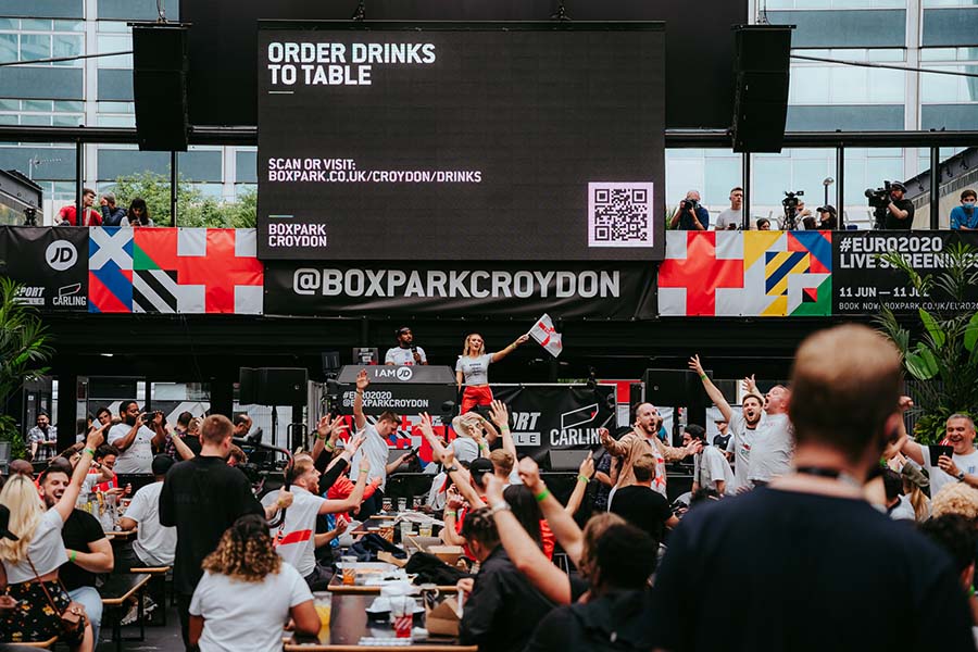 embed signage - digital signage software - Boxpark customer story - Croydon Euro 2020 Fan Zone