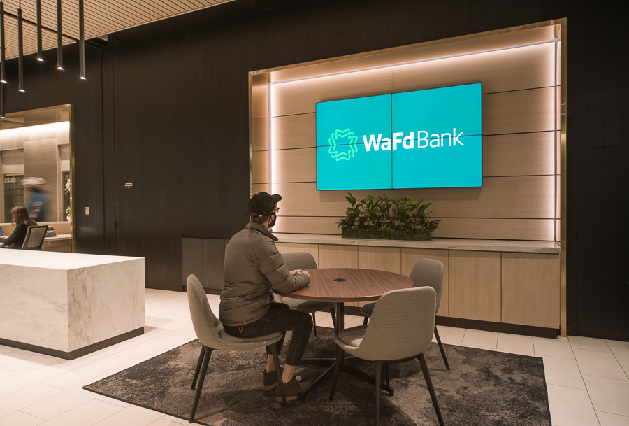 embed signage - digital signage software - customers WaFd Bank Video Wall