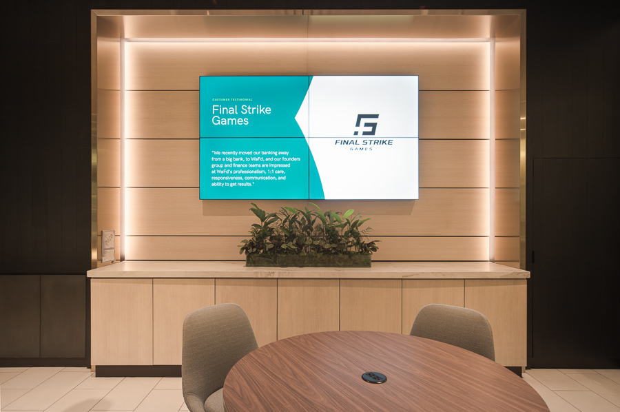 embed signage - digital signage software - customers WaFd Bank Video Wall