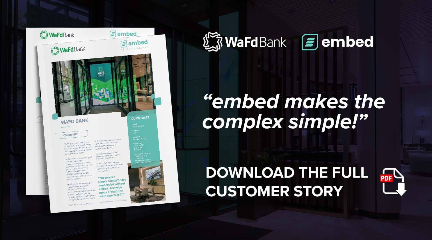 embed signage digital signage software - download wafd bank customer story