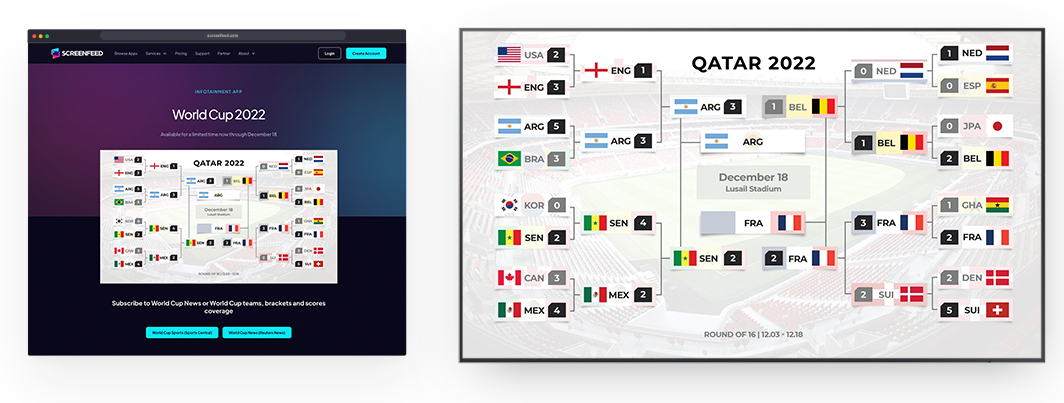 embed signage - digital signage software - Fifa World Cup 2022 Qatar - Screenfeed World Cup App