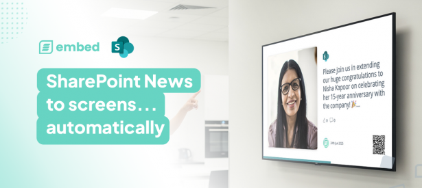 embed signage - digital signage software - microsoft sharepoint news site posts and pages on every screen head